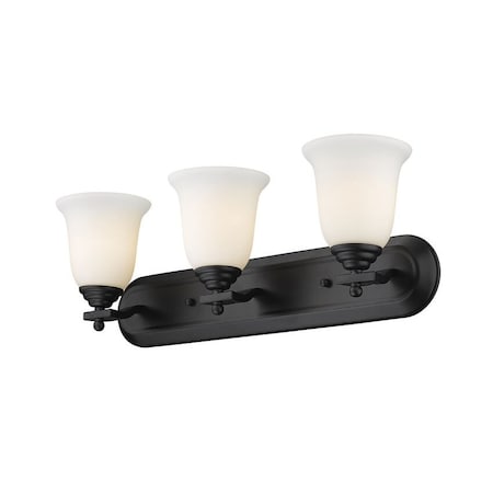 Z-LITE Lagoon 3 Light Vanity, Matte Black & Matte Opal 703-3V-MB